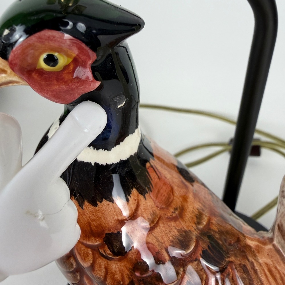 Fitz and Floyd Table Lamp Frederick Cooper Pheasant Vintage Ceramic Brass - Picture 14 of 16
